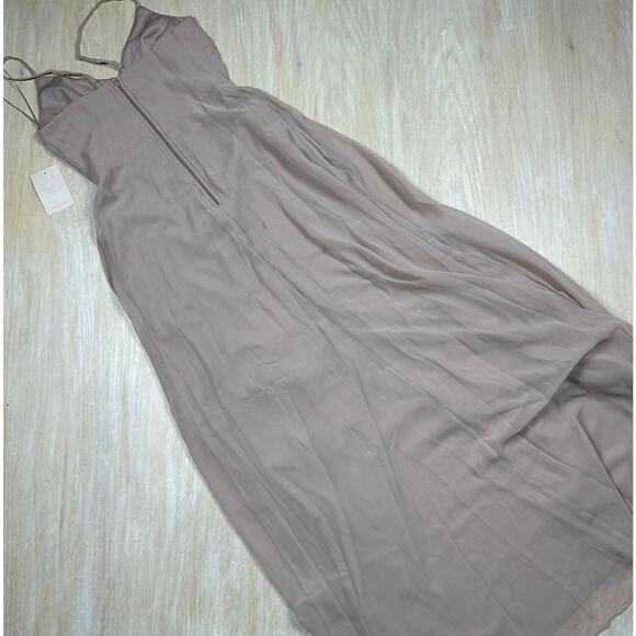 NWT Birdy Grey Taupe Theresa Chiffon Formal Bridesmaid Evening Gown Dress XS - Picture 7 of 16